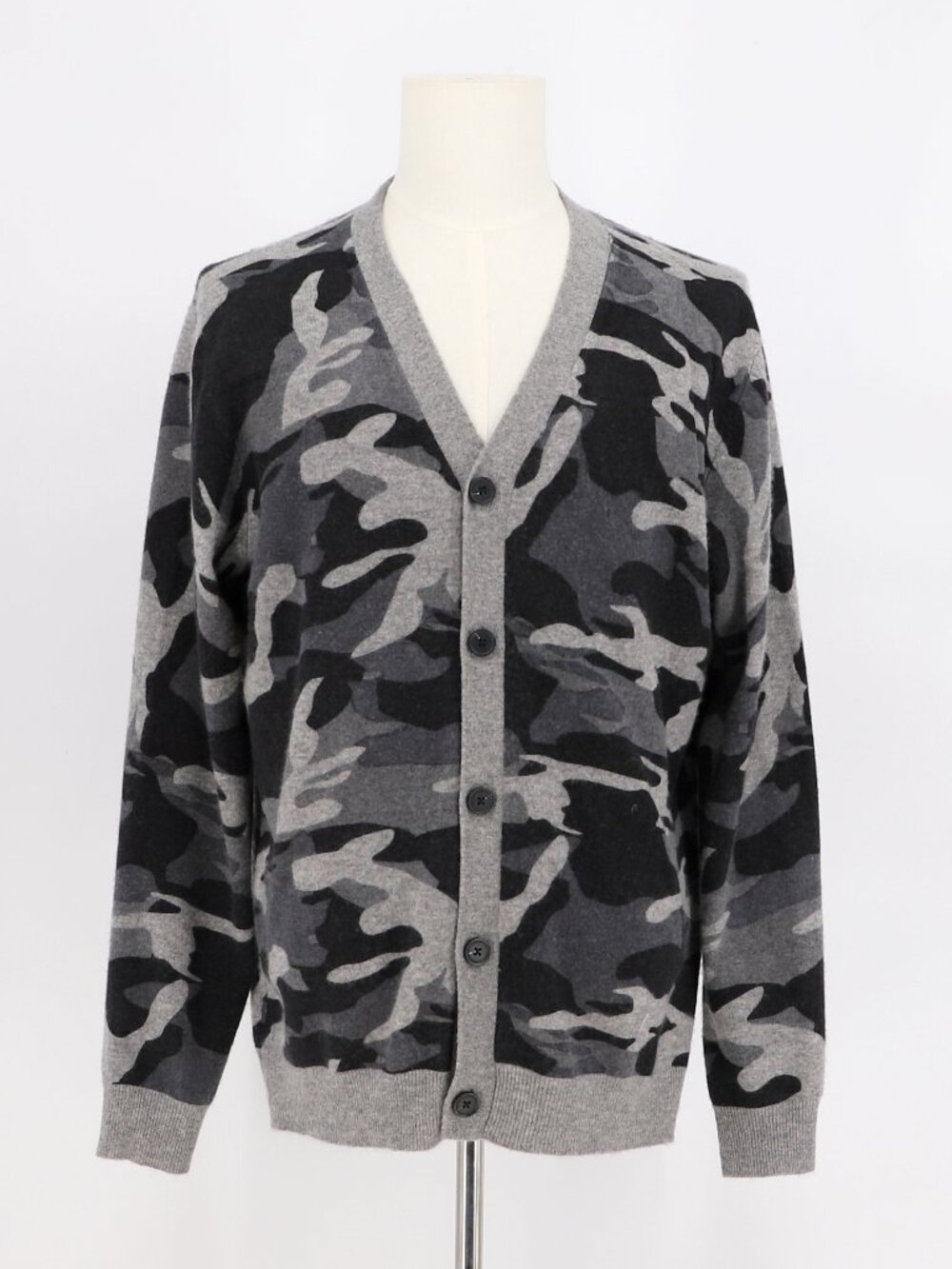 NWT CLUB ROOM 100% Cashmere Camo Print V-Neck Cardigan Sweater Size L